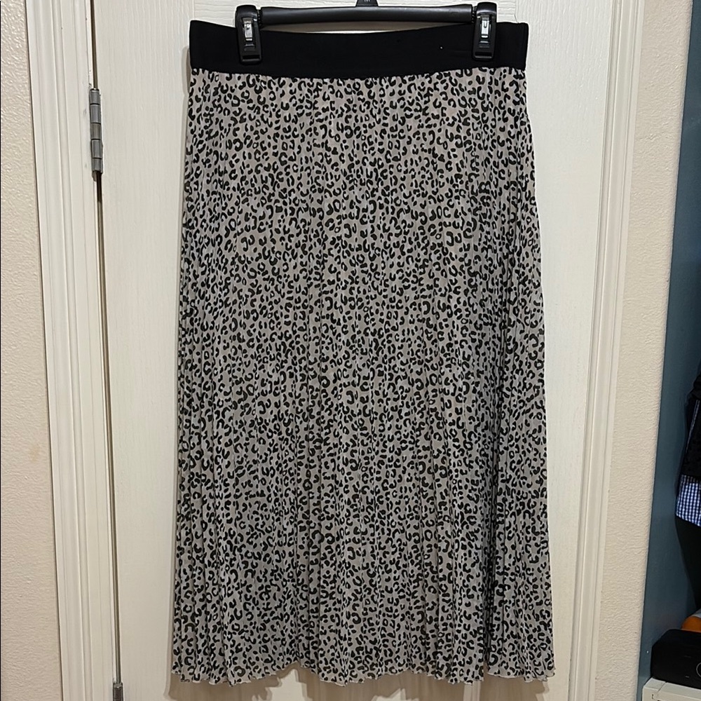 DKNY Leopard Print Midi Skirt